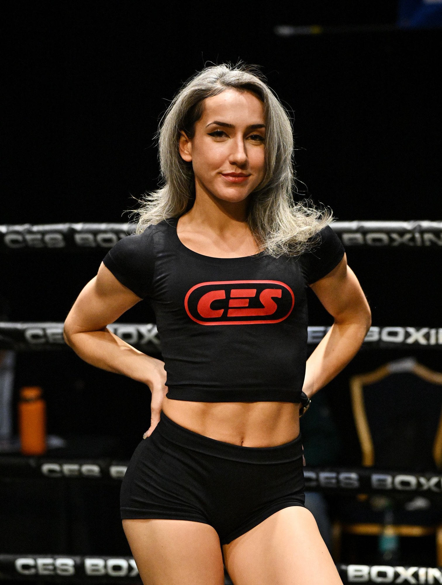 Erla Haxhiaj, CES Boxing ring model